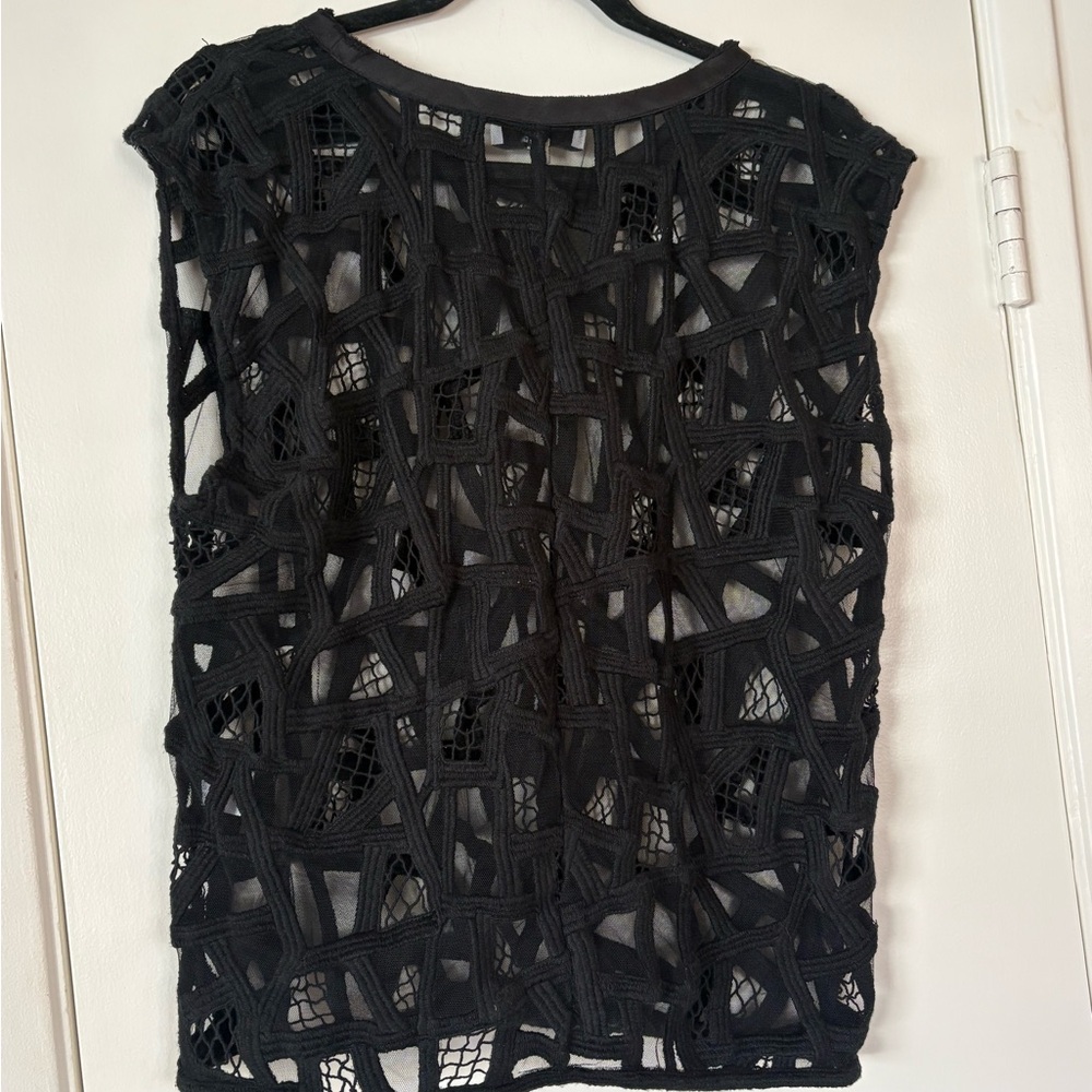 IRO Black Geometric Mesh Olpen Sleeveless Top Size S - Picture 6 of 7